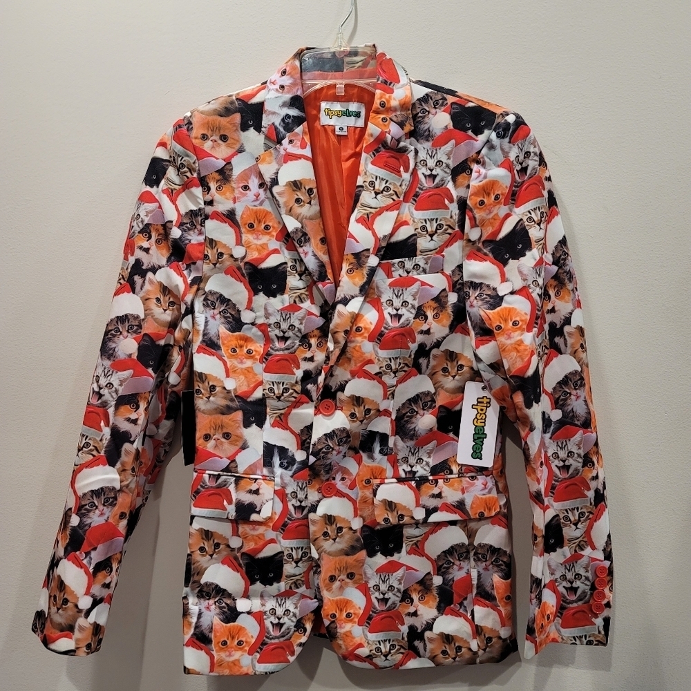 NWT Sz 36 Tipsy Elves Meowy Christmas Blazer